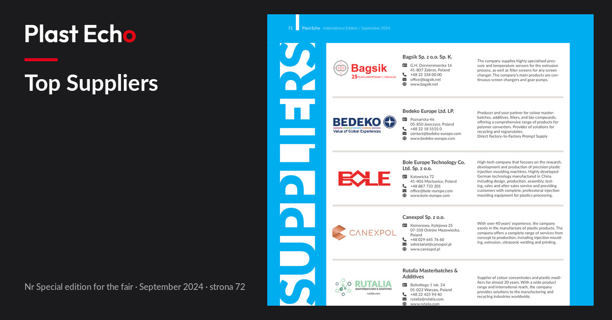 Top Suppliers | Plast Echo Special edition for the fair, September 2024, s. 72