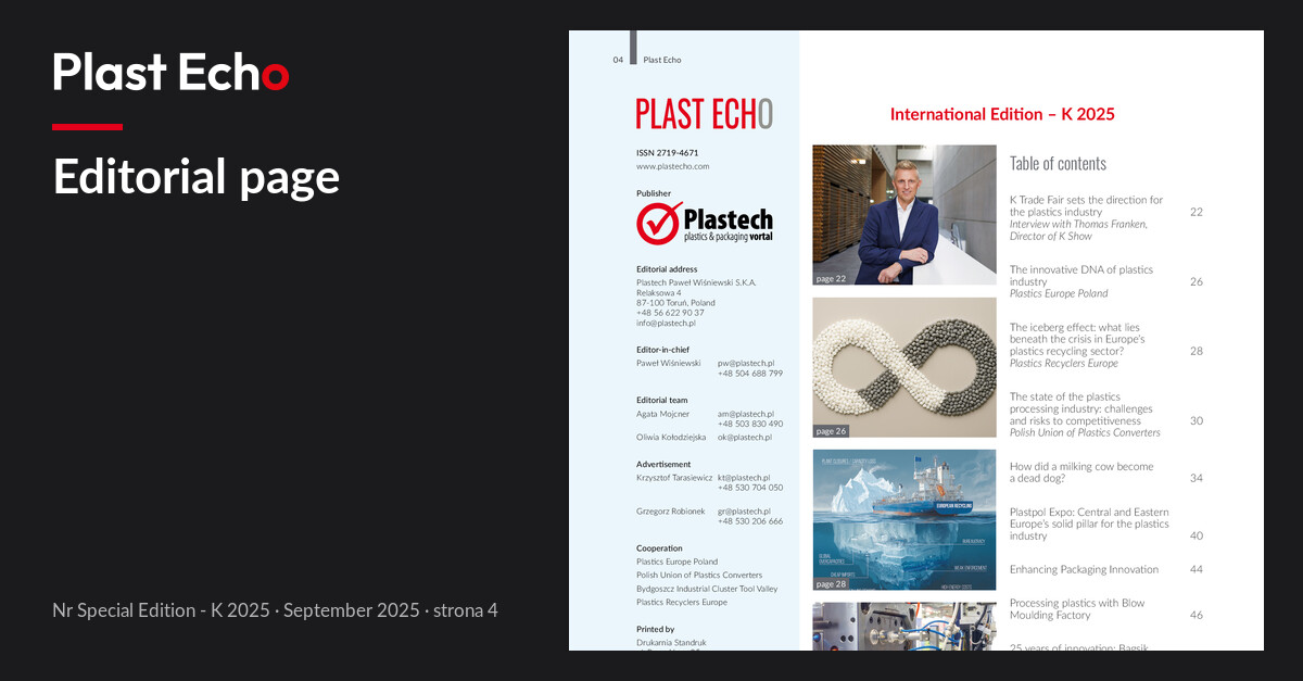 Editorial page | Plast Echo Special Edition - K 2025, September 2025, p. 4