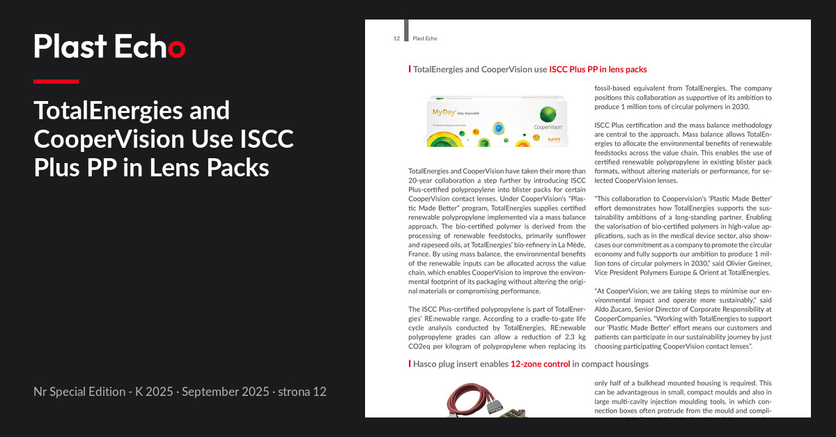 TotalEnergies and CooperVision Use ISCC Plus PP in Lens Packs | Plast Echo Special Edition - K 2025, September 2025, p. 12