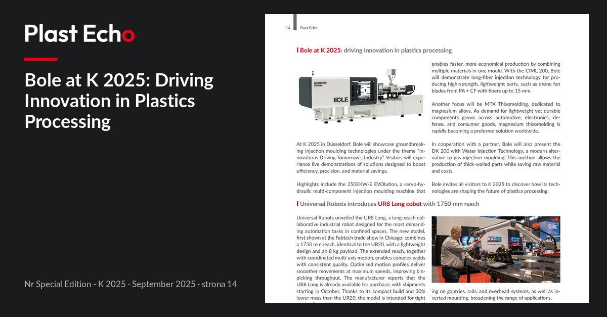 Bole at K 2025: Driving Innovation in Plastics Processing | Plast Echo Special Edition - K 2025, September 2025, p. 14