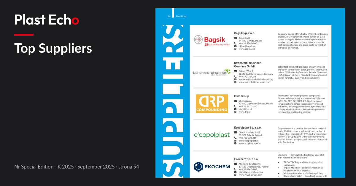 Top Suppliers | Plast Echo Special Edition - K 2025, September 2025, p. 54