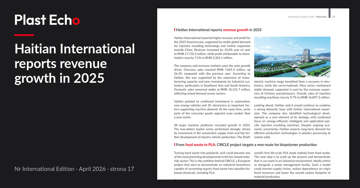 Haitian International reports revenue growth in 2025 | Plast Echo International Edition, April 2026, p. 17