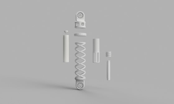 3D-printed shock absorber with high degree of functionality