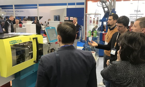 BOY with a "precision landing" at the Interplastica in Moscow