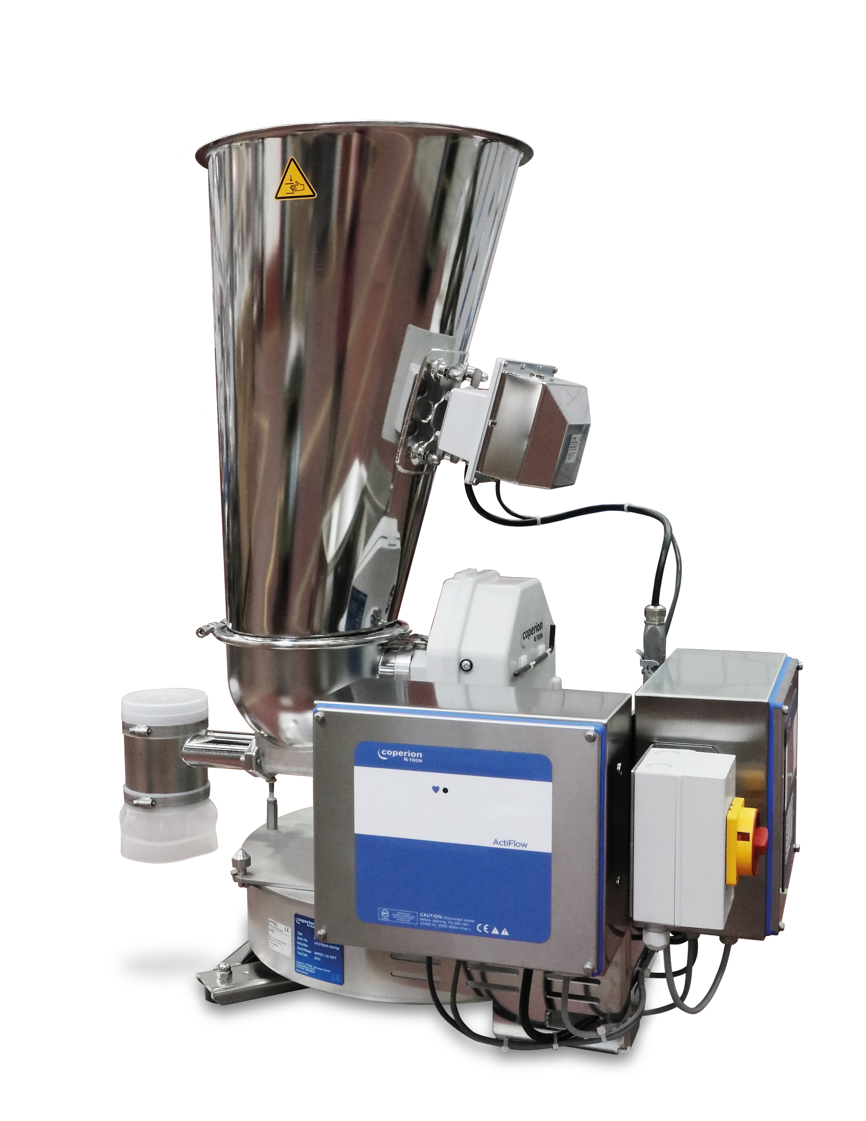 Wysokodokładny podajnik Coperion K-Tron K2-ML-D5-T35 jest wyposażony w system EPC (Electronic Pressure Compensation) i aktywację materiałów sypkich ActiFlow – odpowiedni do wszystkich zastosowań dozowania wymagających częstych zmian materiału i łatwego czyszczenia maszyny.