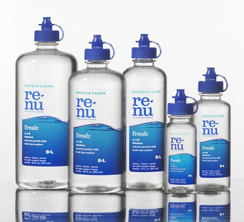 New PET bottle for renu fresh multi-purpose solution.