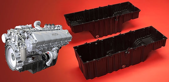 First polyamide off-highway oil pan