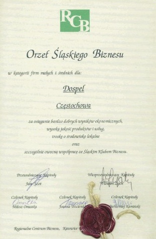 Orzeł Śląskiego Biznesu dla Dospel Plastics