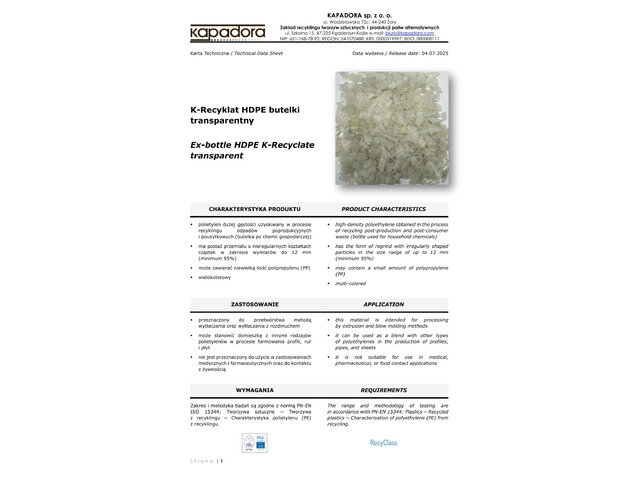 HDPE - regrind from...