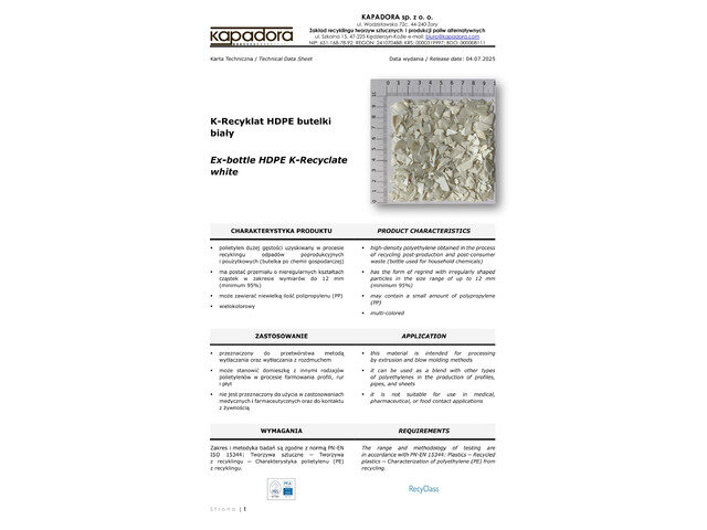 HDPE - white PCR...