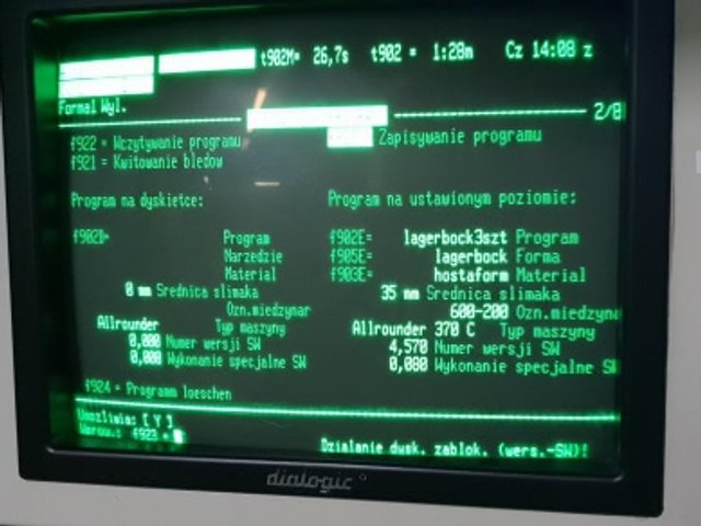 Problem z zapisaniem programu Arburg 320C 1995r.