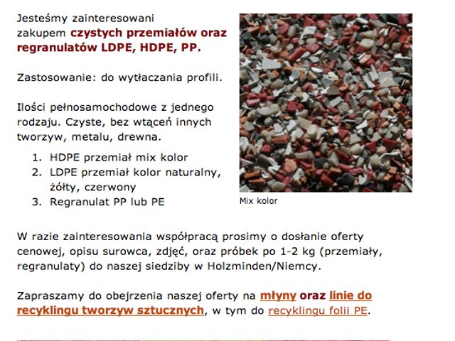 Przemiał PVC i PP