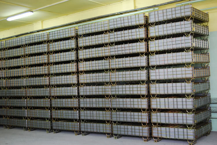 Storage of folded Standard containers.