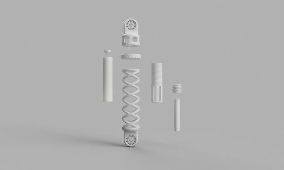 3D-printed shock absorber with high degree of functionality
