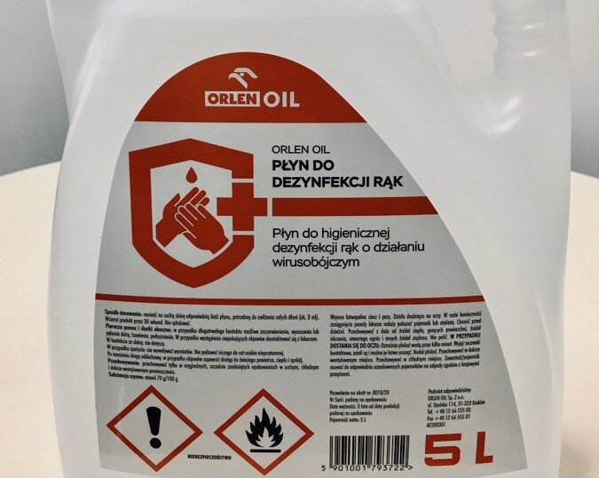 Orlen uruchamia drugą linię produkcji płynu do dezynfekcji rąk 