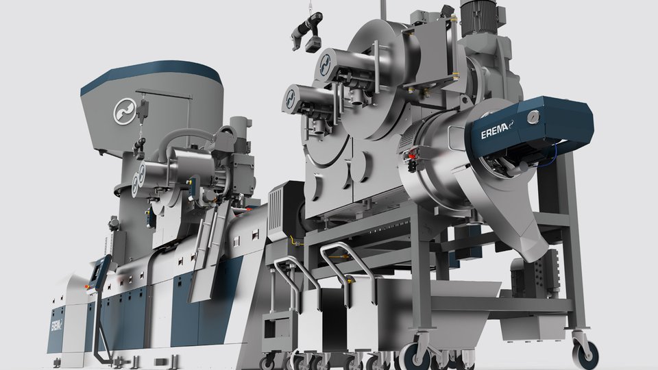 Erema presents the new Intarema TVEplus DuaFil Compact double filtration machine for post-consumer recycling