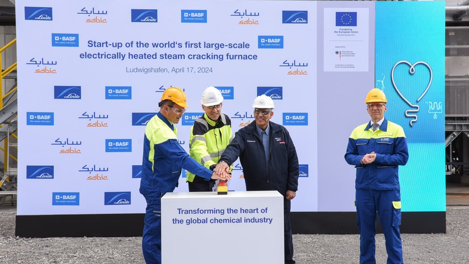 BASF, SABIC, and Linde start the first large-scale electrically heated steam cracking furnace