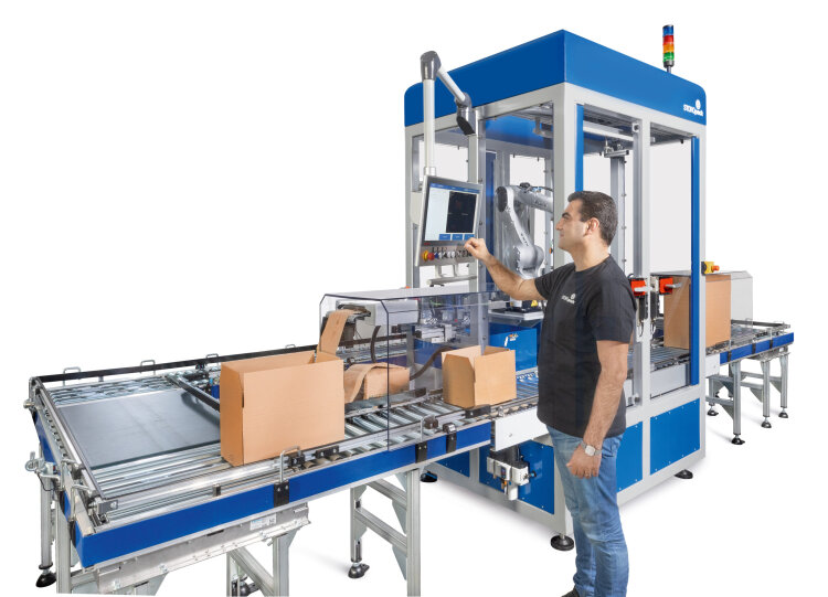 Goods in the box are automatically cushioned, secured, or filled as needed.