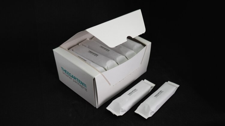 A system from a single source: from the FPC6, tubular bags are fed directly into the connected BLM high-performance cartoner. Photo: Theegarten-Pactec