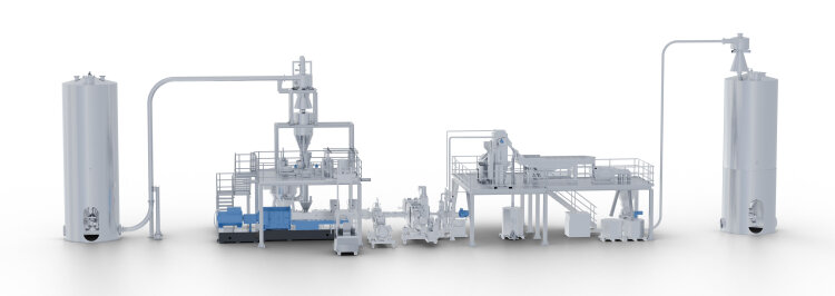 High-quality PET recompounds can be manufactured at an attractive price-to-performance ratio using Coperion's new PET recycling solutions.
