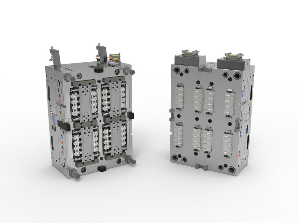 Two demoulding steps in one synchronised mould movement: Braunform's Lift&Strip² system lifts the component and strips it from the mould at the same time. Its compact design enables efficient production with 32 cavities