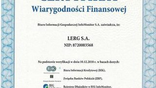 Lerg z Certyfikatem Wiary